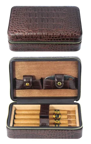 Dark Brown Cigar Humidor Leather Case for Cigars