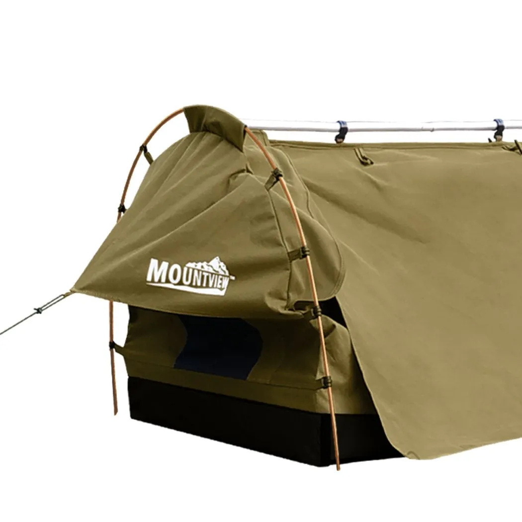 Double Swag Camping Swags Canvas Dome Tent Free Standing Grey