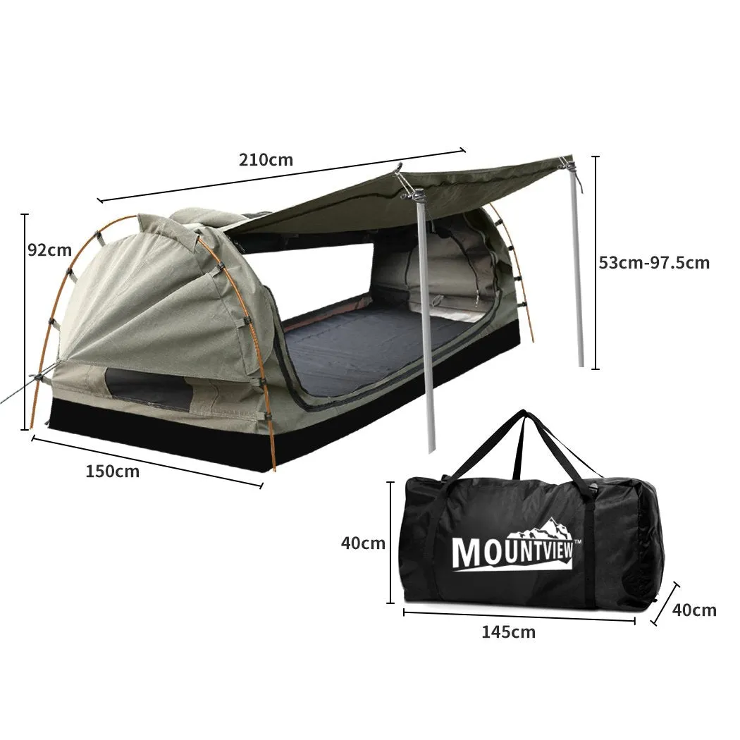 Double Swag Camping Swags Canvas Dome Tent Free Standing Grey