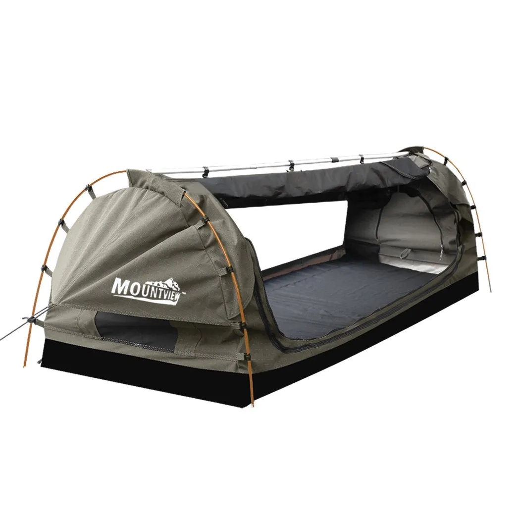 Double Swag Camping Swags Canvas Dome Tent Free Standing Grey
