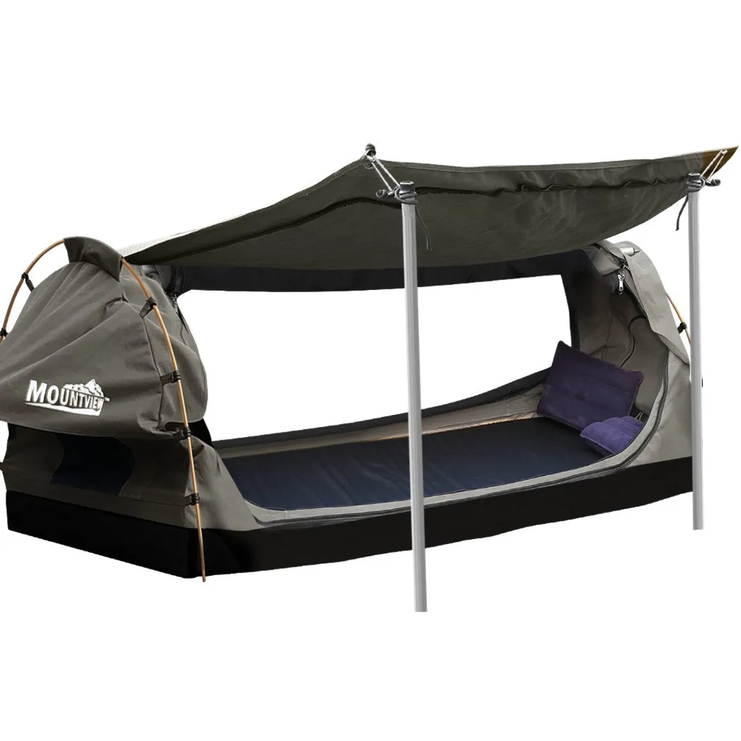 Double Swag Camping Swags Canvas Dome Tent Free Standing Grey