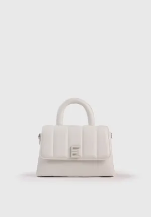 EVA MINI Bianco - Borsa in similpelle premium con patta trapuntata