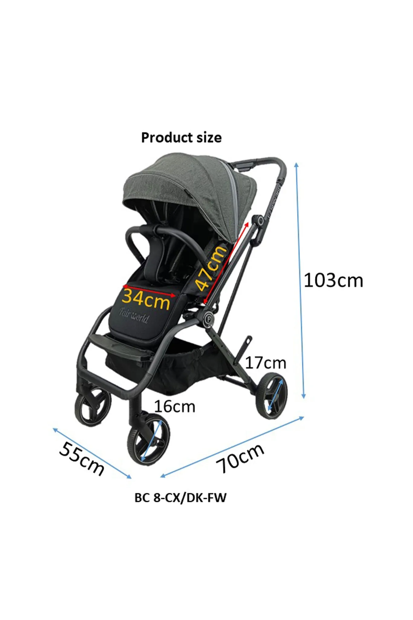Fairworld Ez Spin 360 Stroller-Dark Grey