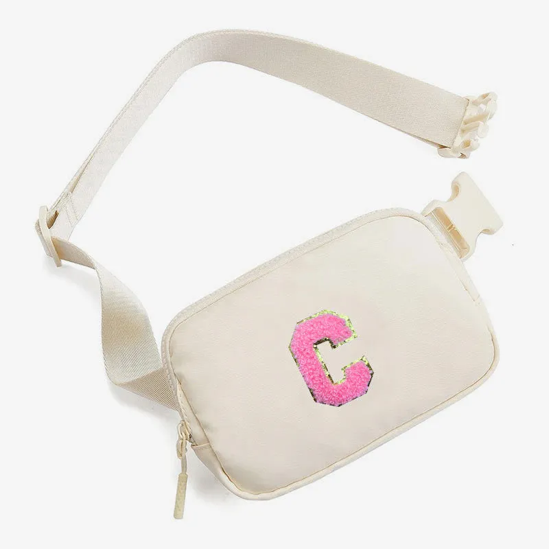 Fashion Initial Sling Bag Creamy White Purses Waist Bag for Women