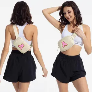 Fashion Initial Sling Bag Creamy White Purses Waist Bag for Women