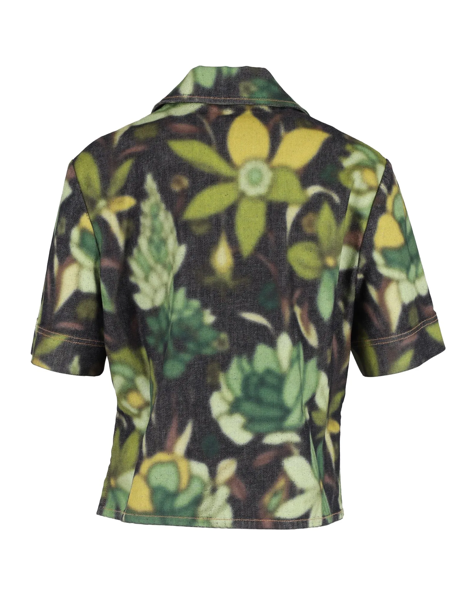 Fendi Floral Buttoned Short Sleeve Jacket in Green Cotton