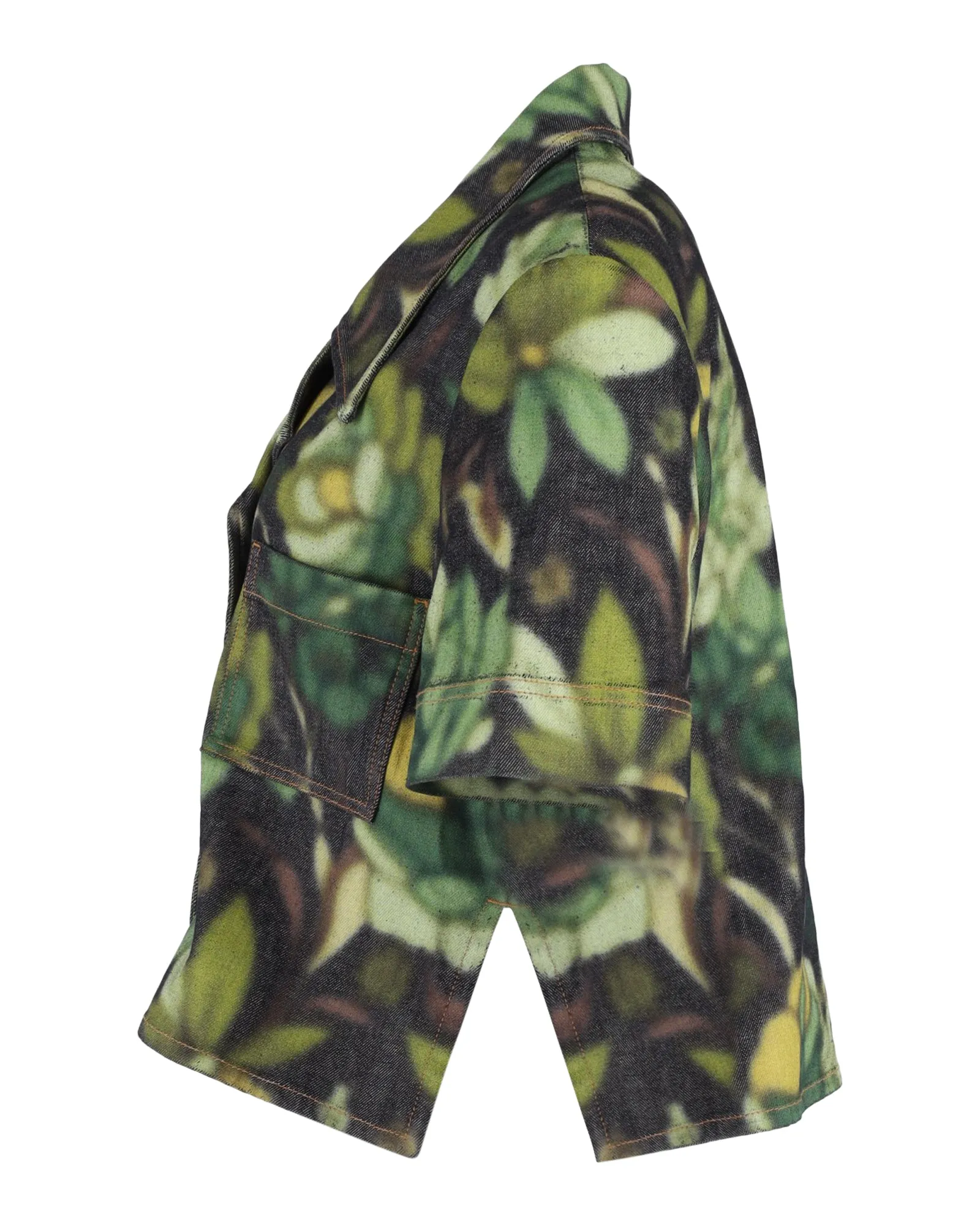 Fendi Floral Buttoned Short Sleeve Jacket in Green Cotton