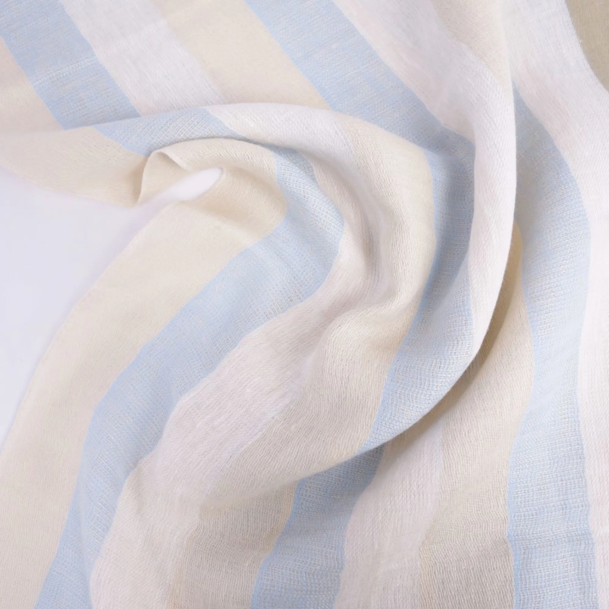 FENDI muffler stole striped pattern linen silk ladies beige blue