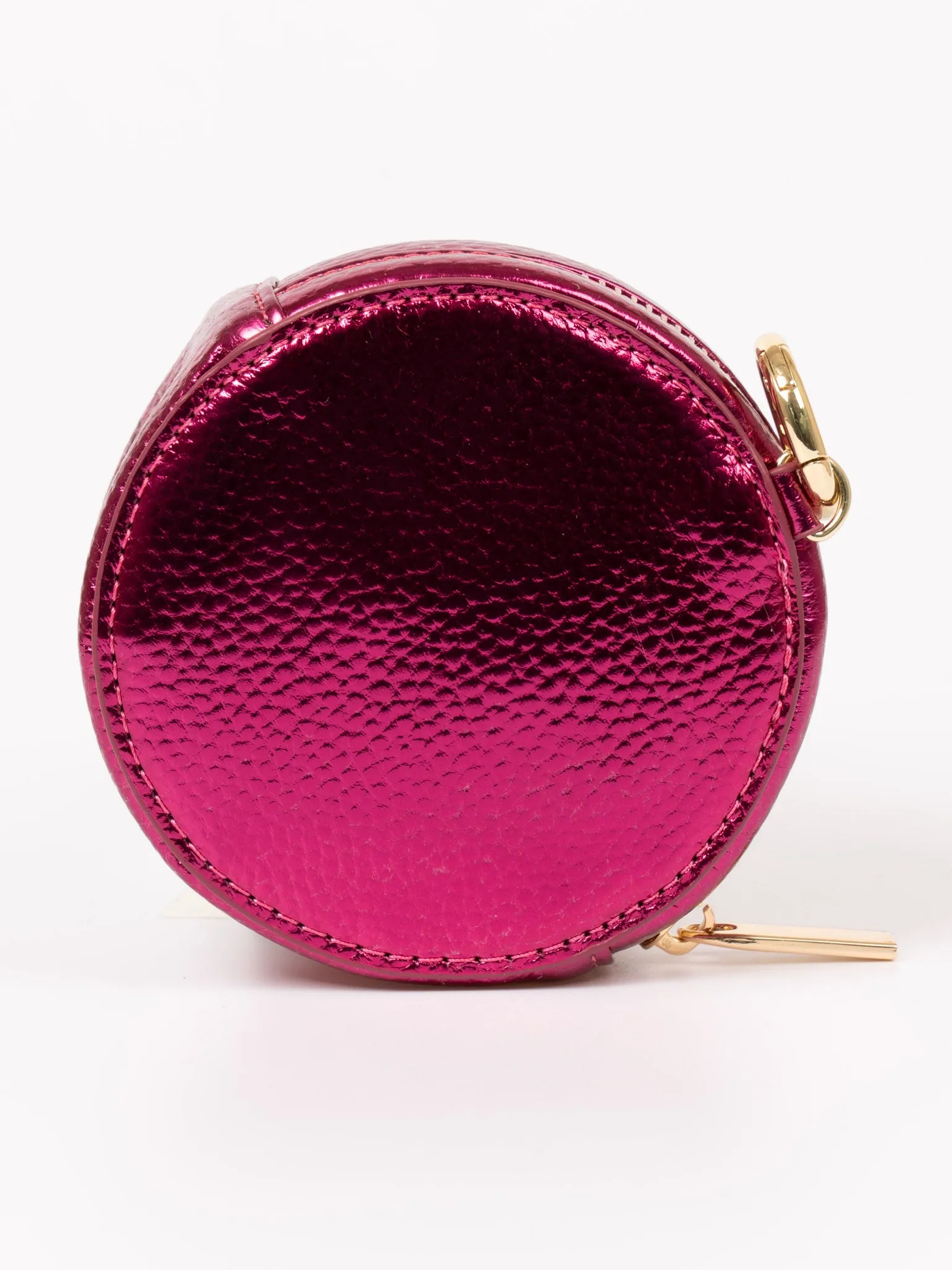 Finley Round Coin Purse - Hot Pink, Metallic Faux Leather