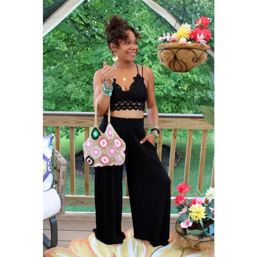 Flower Crochet Clutch Bag