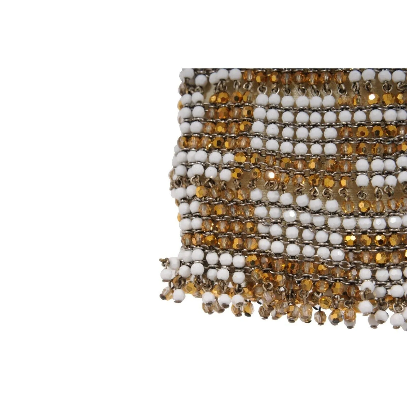 Gold White Crystal Vintage Mini Shoulder Tote Bag