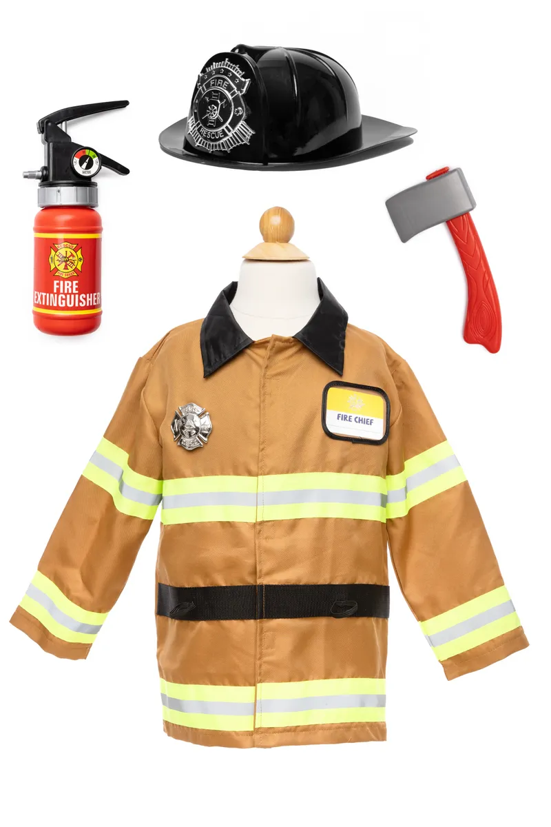 Great Pretenders Firefighter Set, Includes 5 Accessories, Tan, Size 5-6