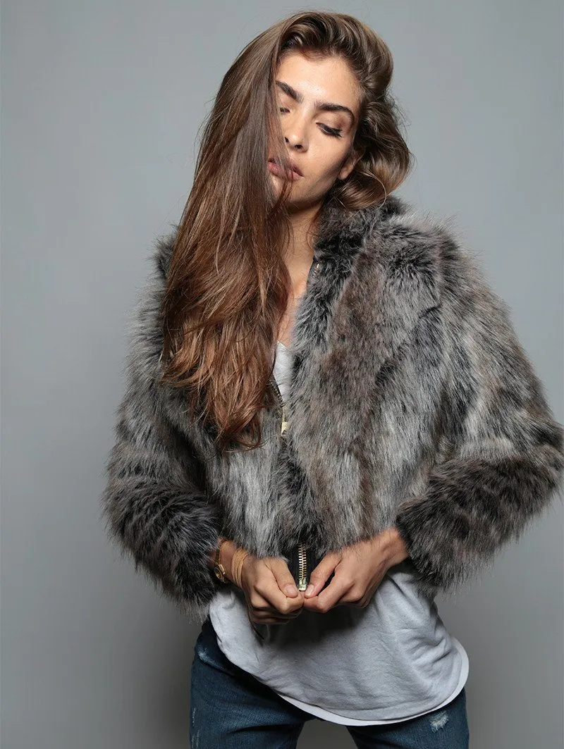 Grey Wolf Crop Jacket SpiritHood