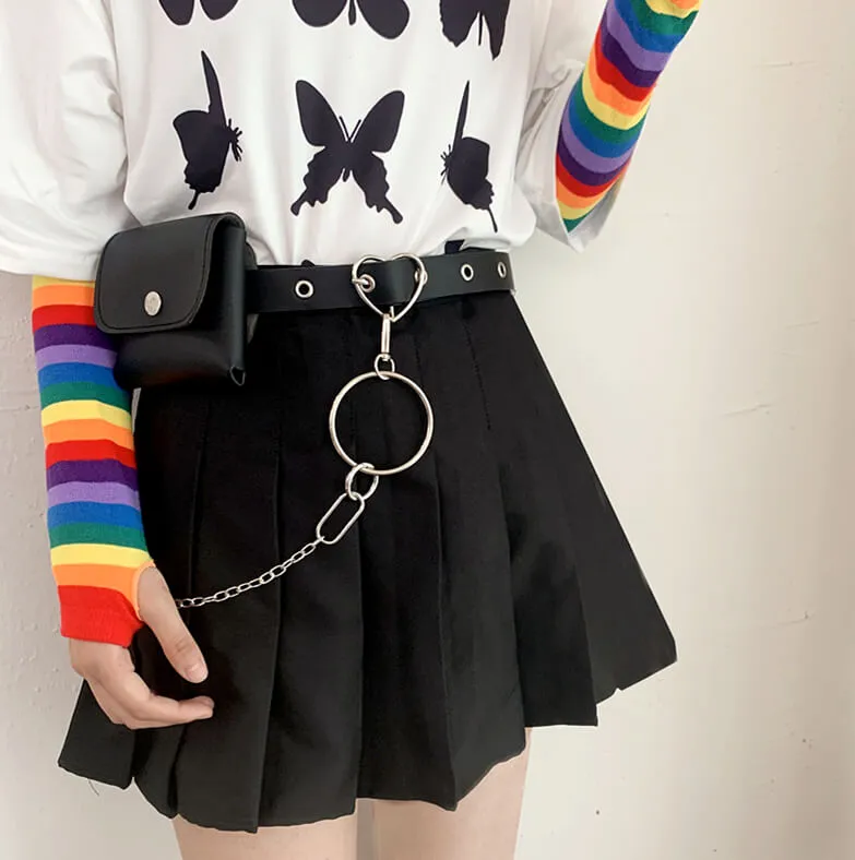 Grunge gothic heart buckle chain purse belt