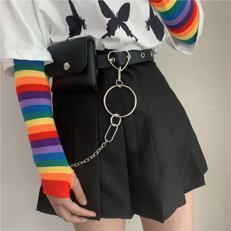 Grunge gothic heart buckle chain purse belt