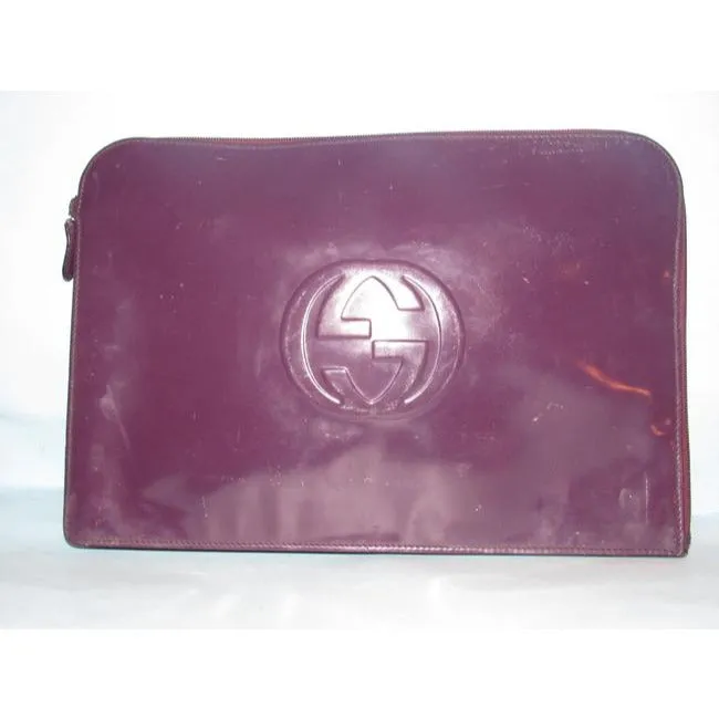 Gucci Xl Vintage Style Pursesdesigner Purses Purple Patent Leather Clutch