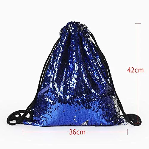Hakazhi Inc New Sequin Backpacks Glittering Shoulder Bling Bags Reversible Glitter Drawstring