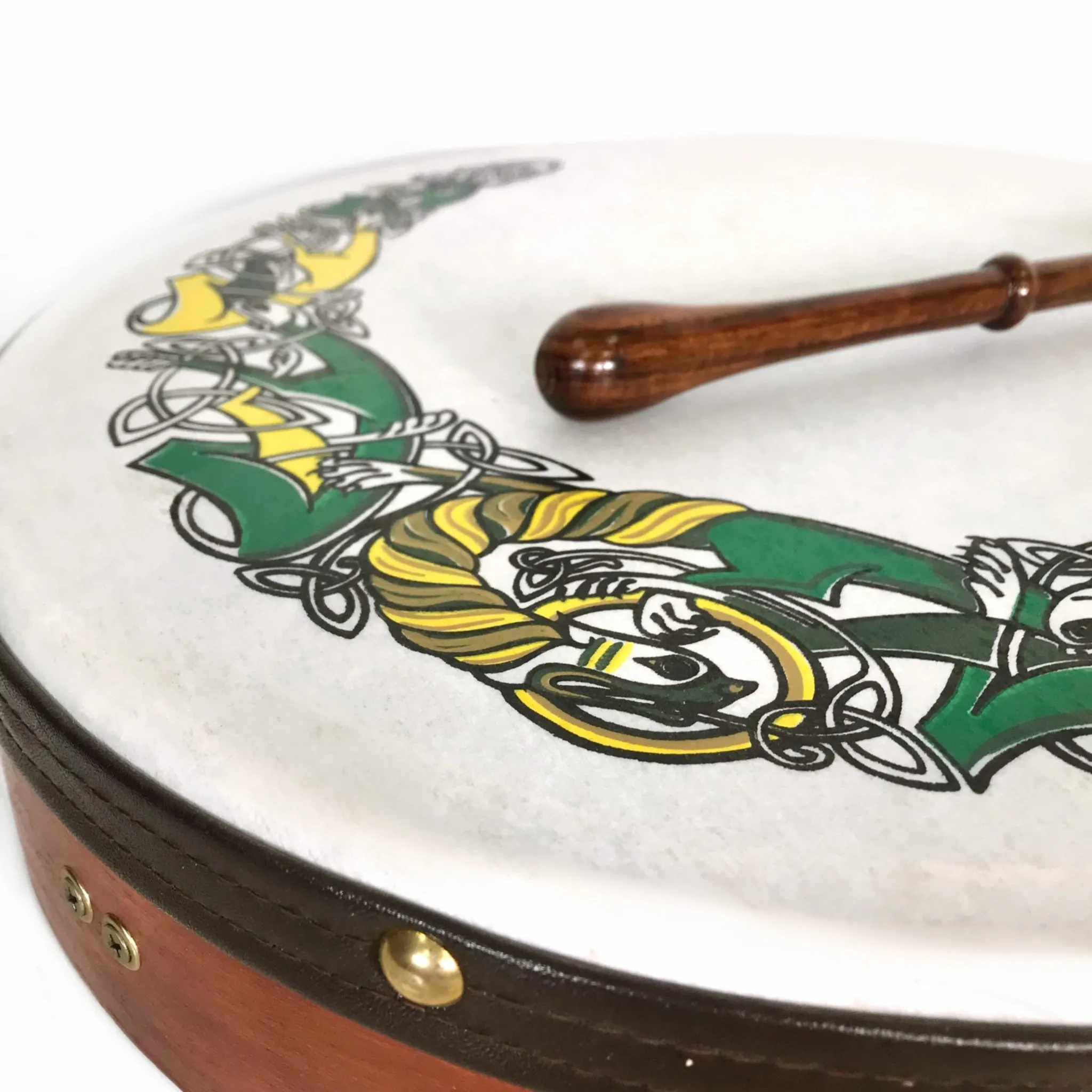 Handmade Dannan 16" Vegan Bodhran Hand Drum - The Green Setanta Bodhrán