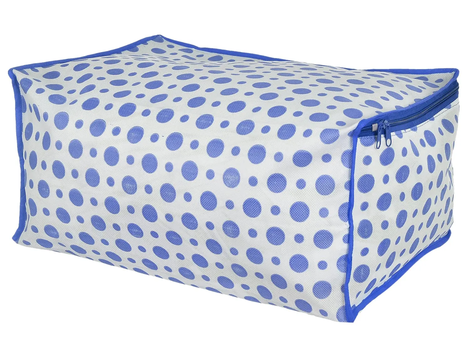 Heart Home Dot Printed Foldable, Lightweight Non-Woven Saree Cover/Organizer With Tranasparent Window- Pack of 8 (Blue & Pink)-46HH0511