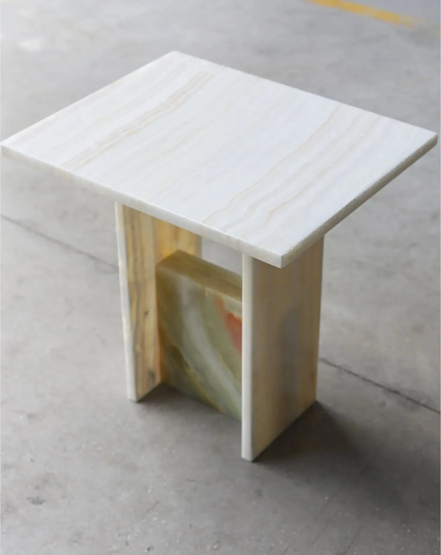 Ivory Onyx Sculptural Side Table