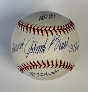 Johnny Bench Signed And Inscribed 4 Inscription Baseball Rawlings MLB (BAS BJ46741)