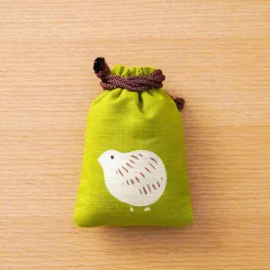 Katazome Small Talisman Bag - Quail -,  Drawstring Pouch,  Japanese traditional craft bag