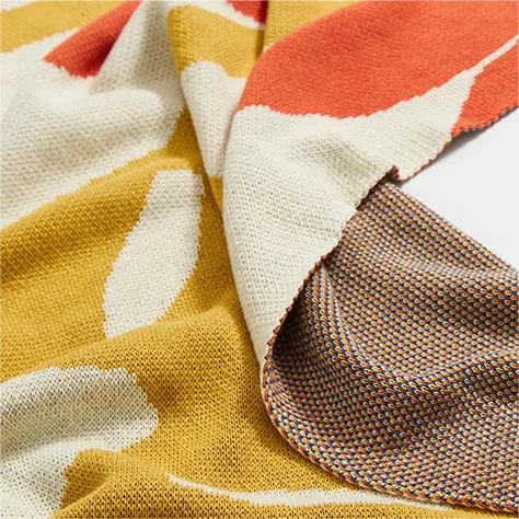Knitted Leaves Throw Blanket