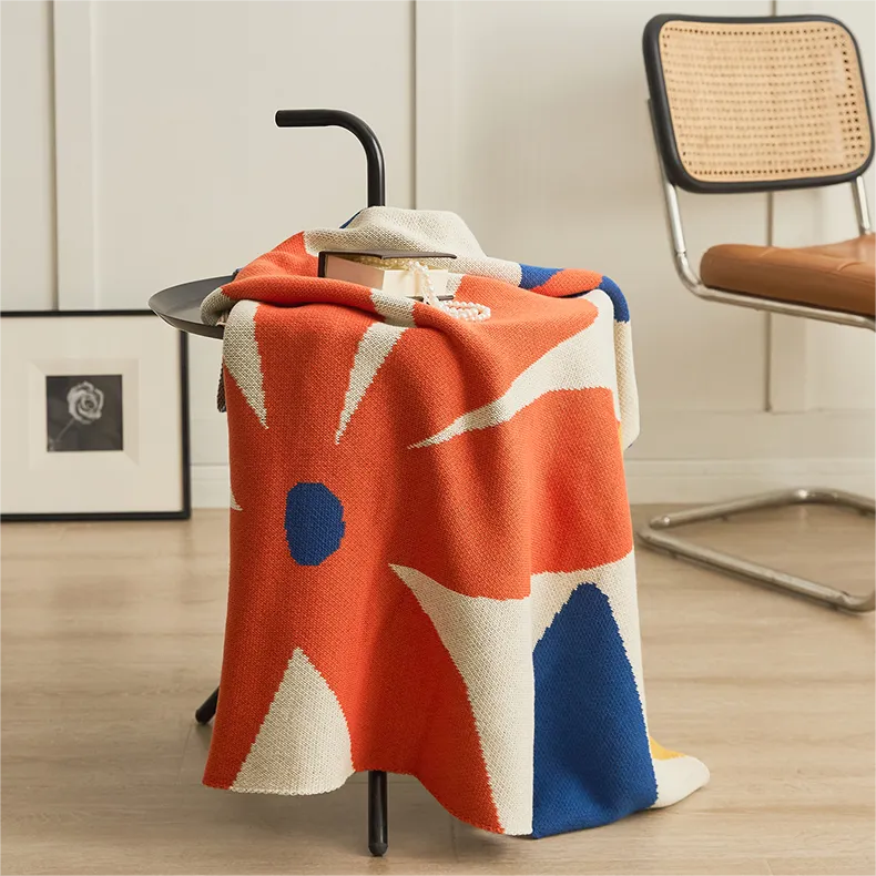 Knitted Leaves Throw Blanket