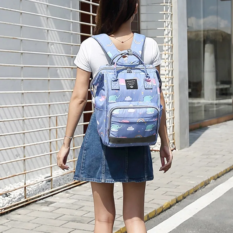 Large Capacity Diaper Bag Backpack - Salmon and Grey