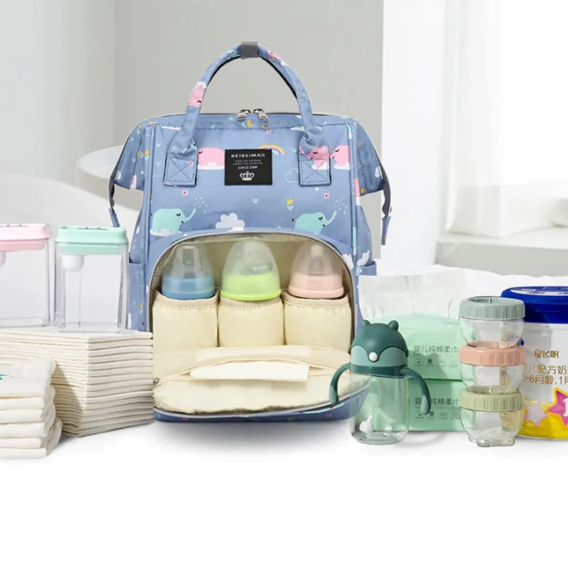 Large Capacity Diaper Bag Backpack - Salmon and Grey