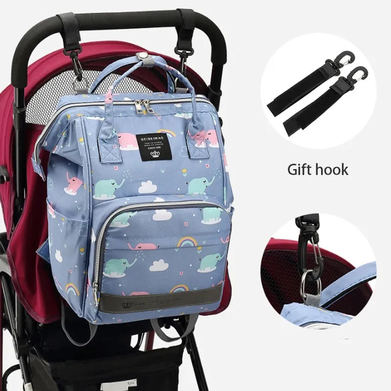 Large Capacity Diaper Bag Backpack - Salmon and Grey
