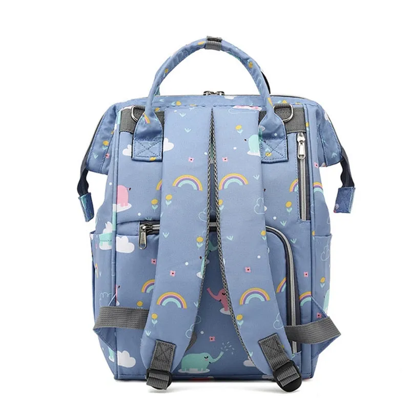 Large Capacity Diaper Bag Backpack - Salmon and Grey