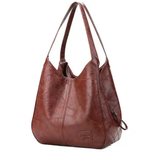Large-Capacity Vintage Classic Shoulder Soft PU Leather Handbag