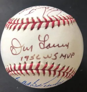 Larsen/Dent/Turley Signed And Inscribed WS MVP Rawlings MLB Baseball (JSA TT89655)