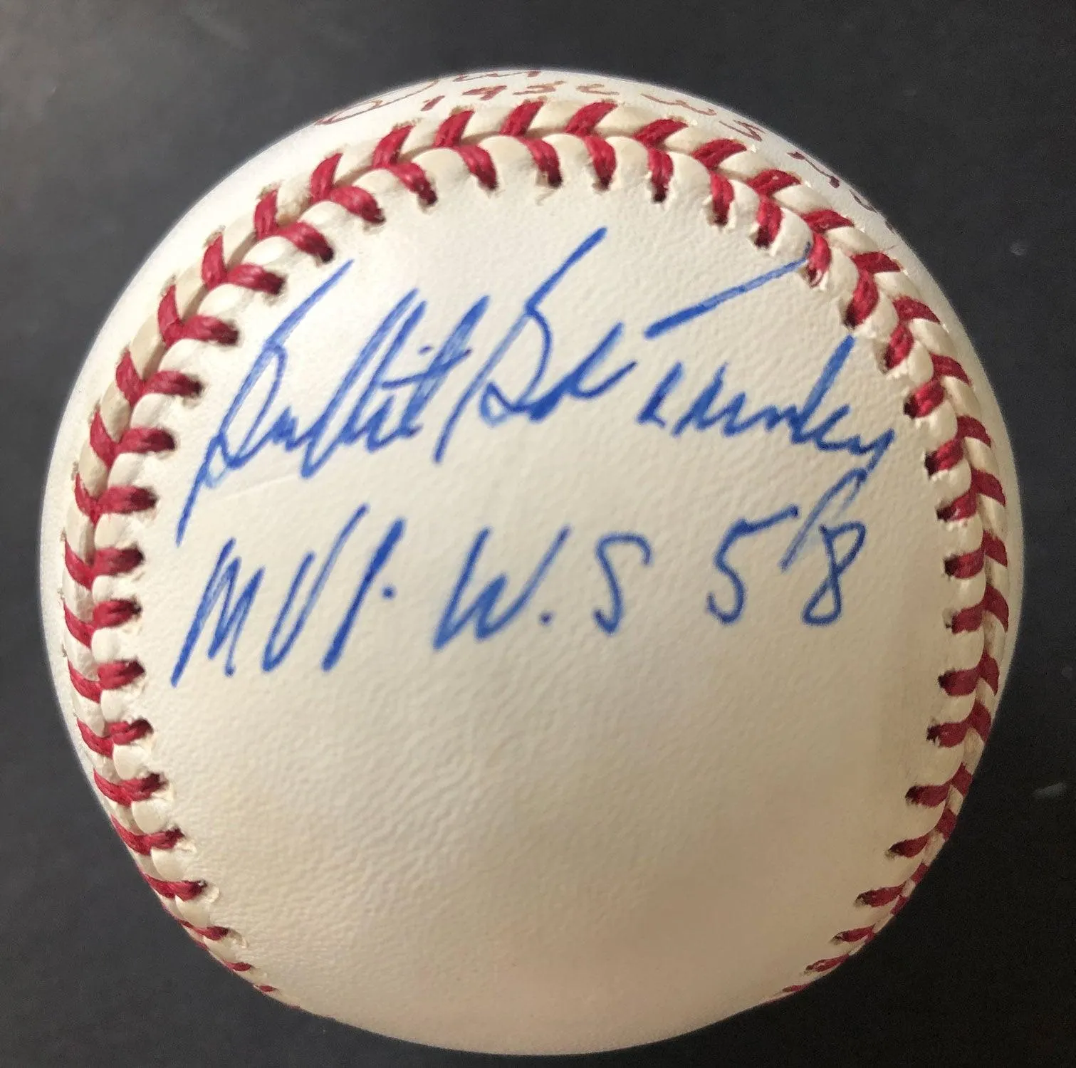 Larsen/Dent/Turley Signed And Inscribed WS MVP Rawlings MLB Baseball (JSA TT89655)