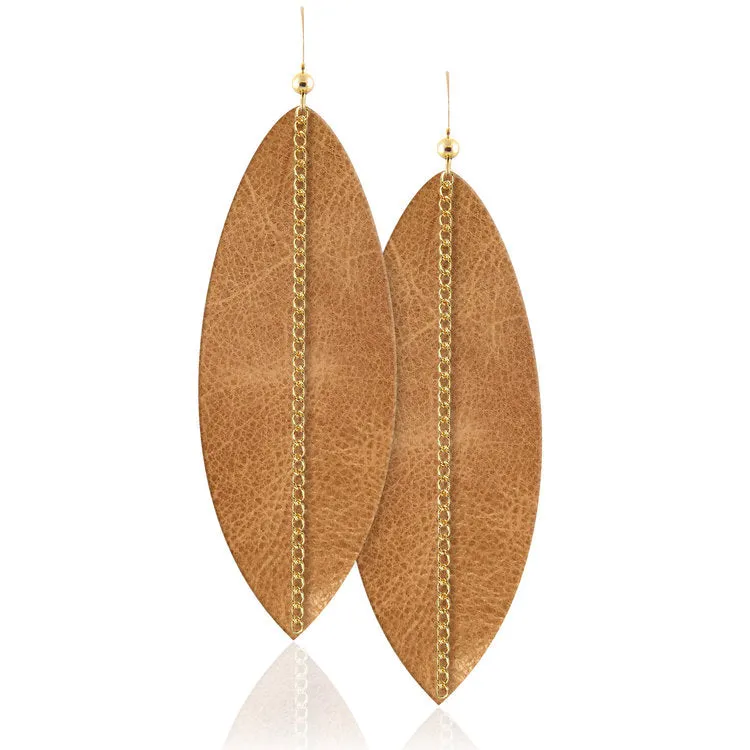 Light Desert Linked Leather Earrings ©