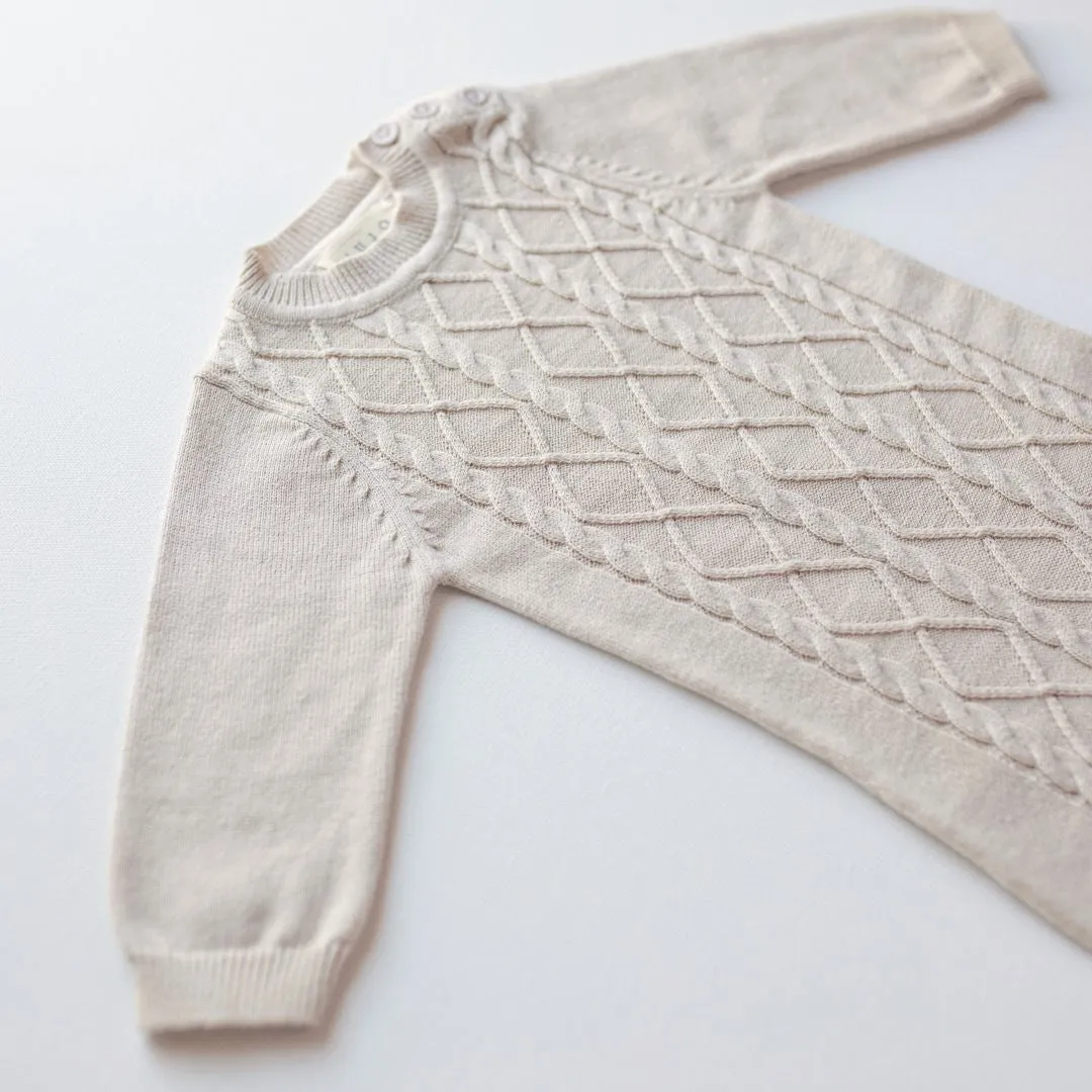Lightweight Cable Onesie - Sand