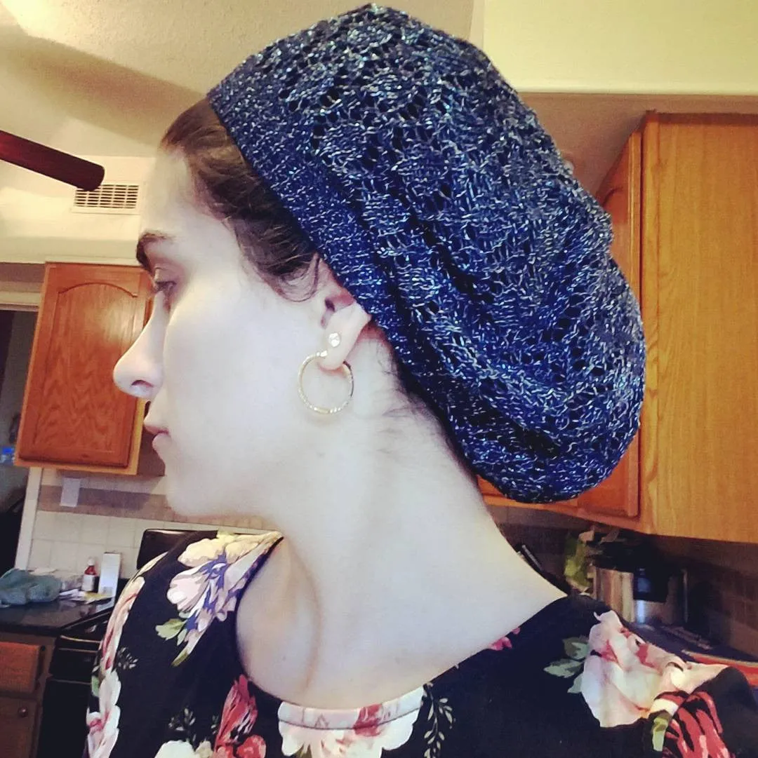 Lightweight Metallic Beret/Snood Atifa
