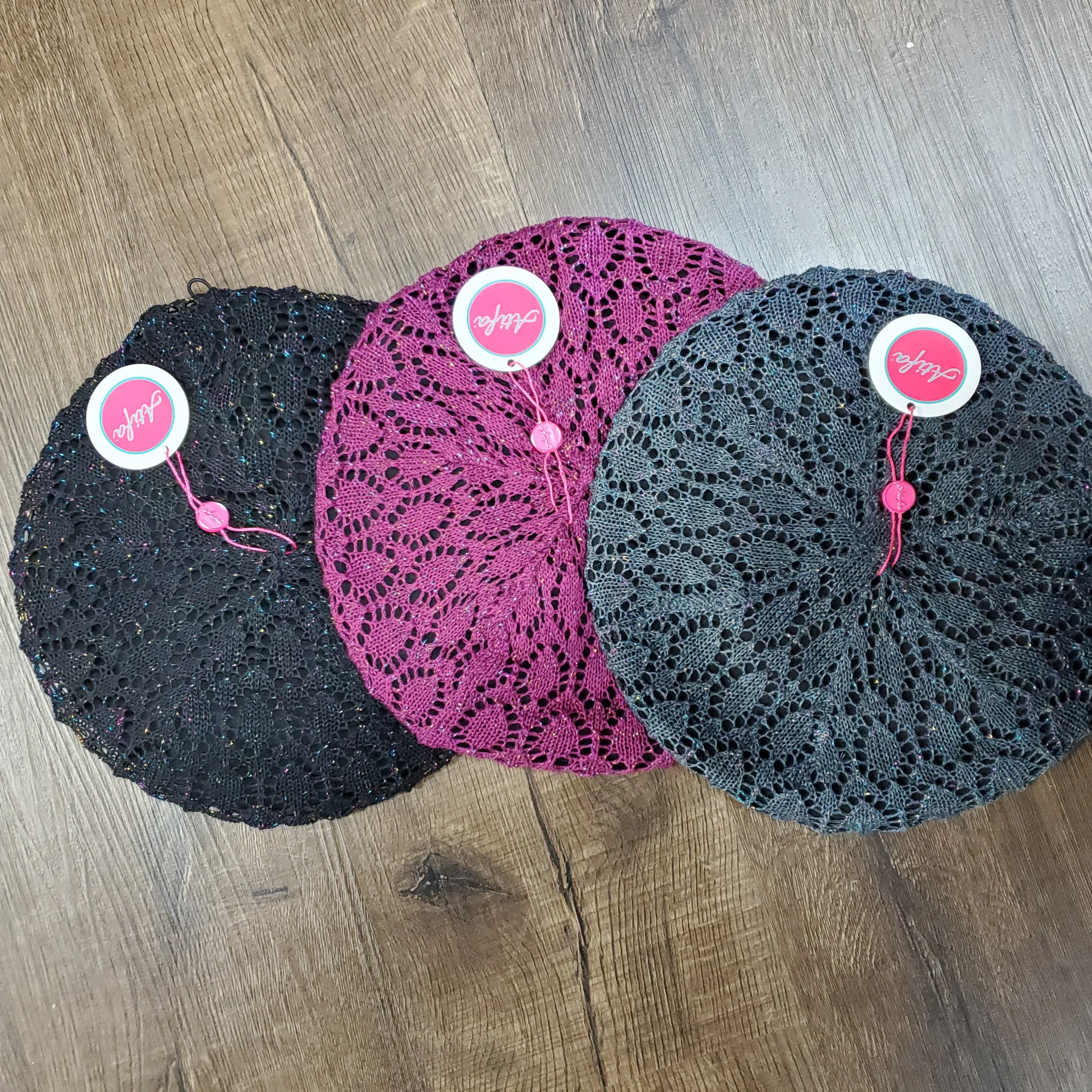 Lightweight Metallic Beret/Snood Atifa