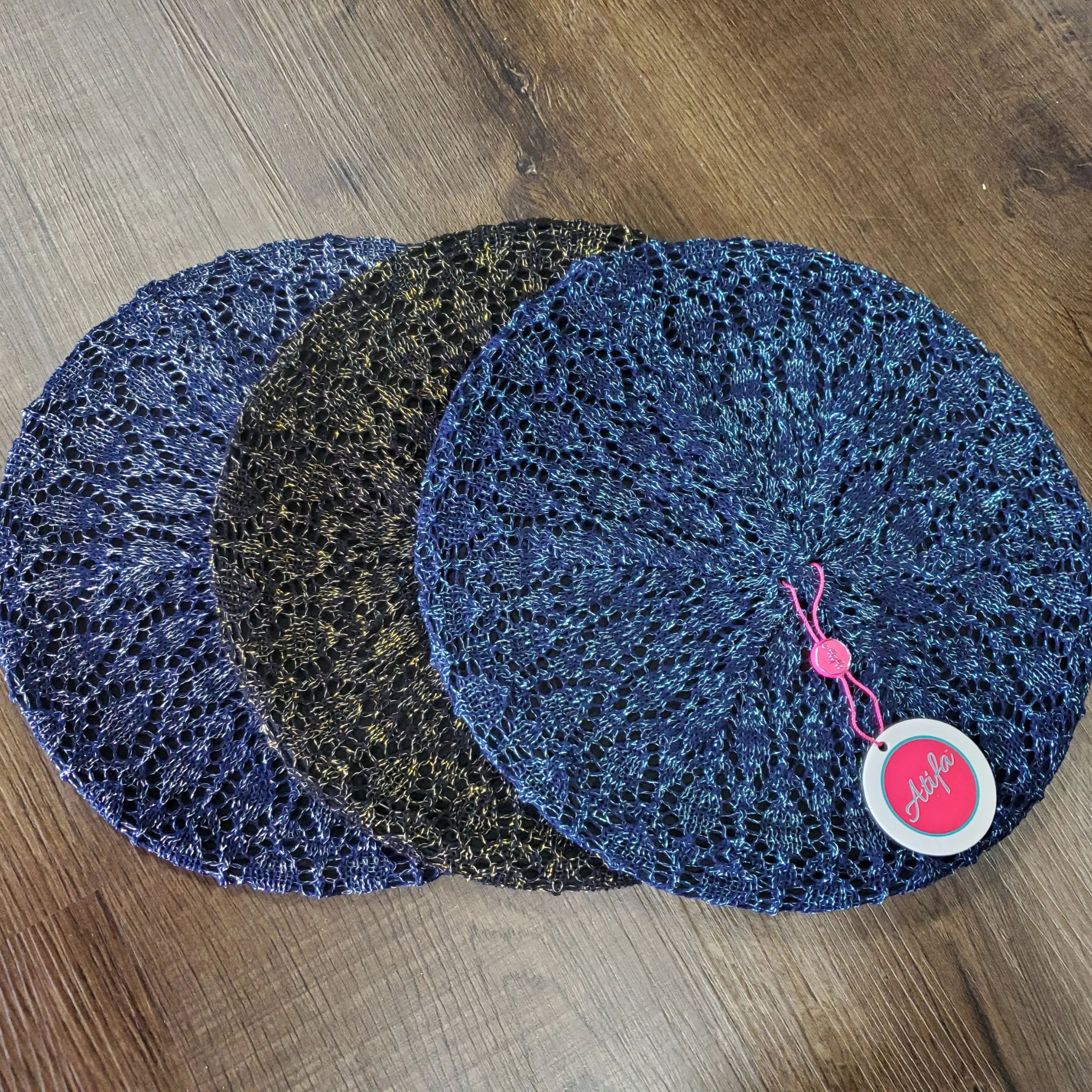 Lightweight Metallic Beret/Snood Atifa