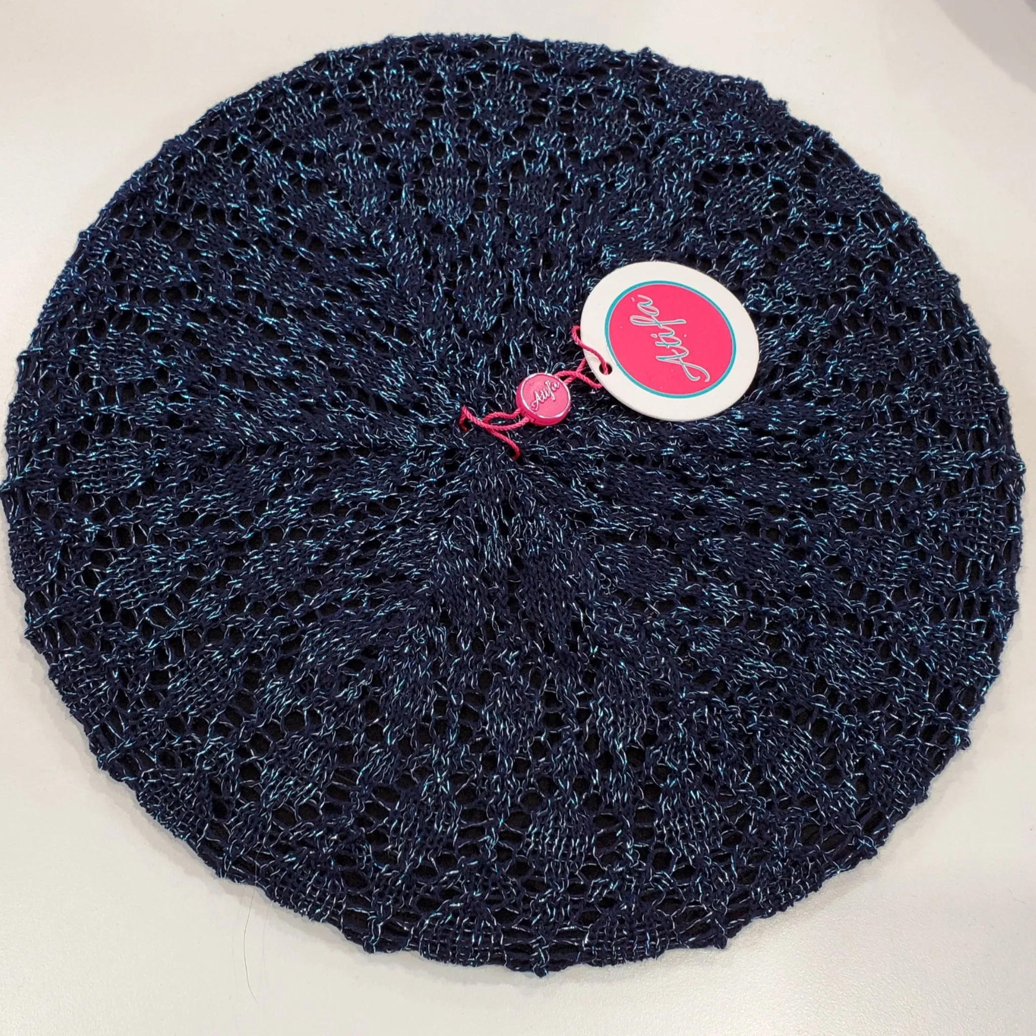 Lightweight Metallic Beret/Snood Atifa