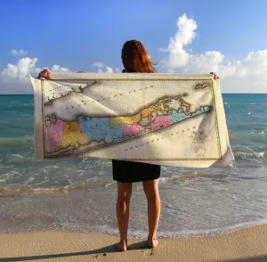 Long Island, NY Antique Map Quick Dry Towel