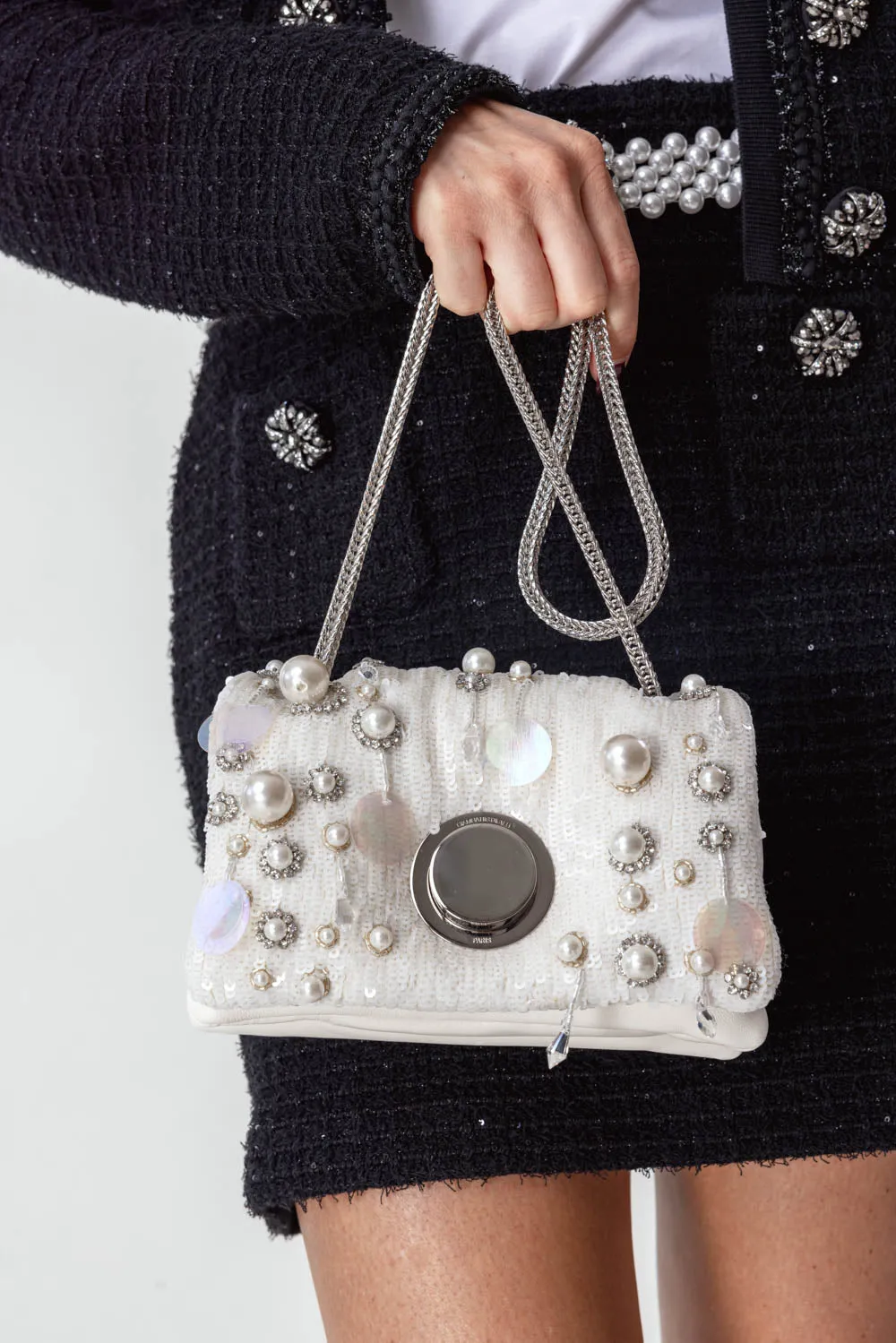 Mini Airbag Bag - Off White Embroidered