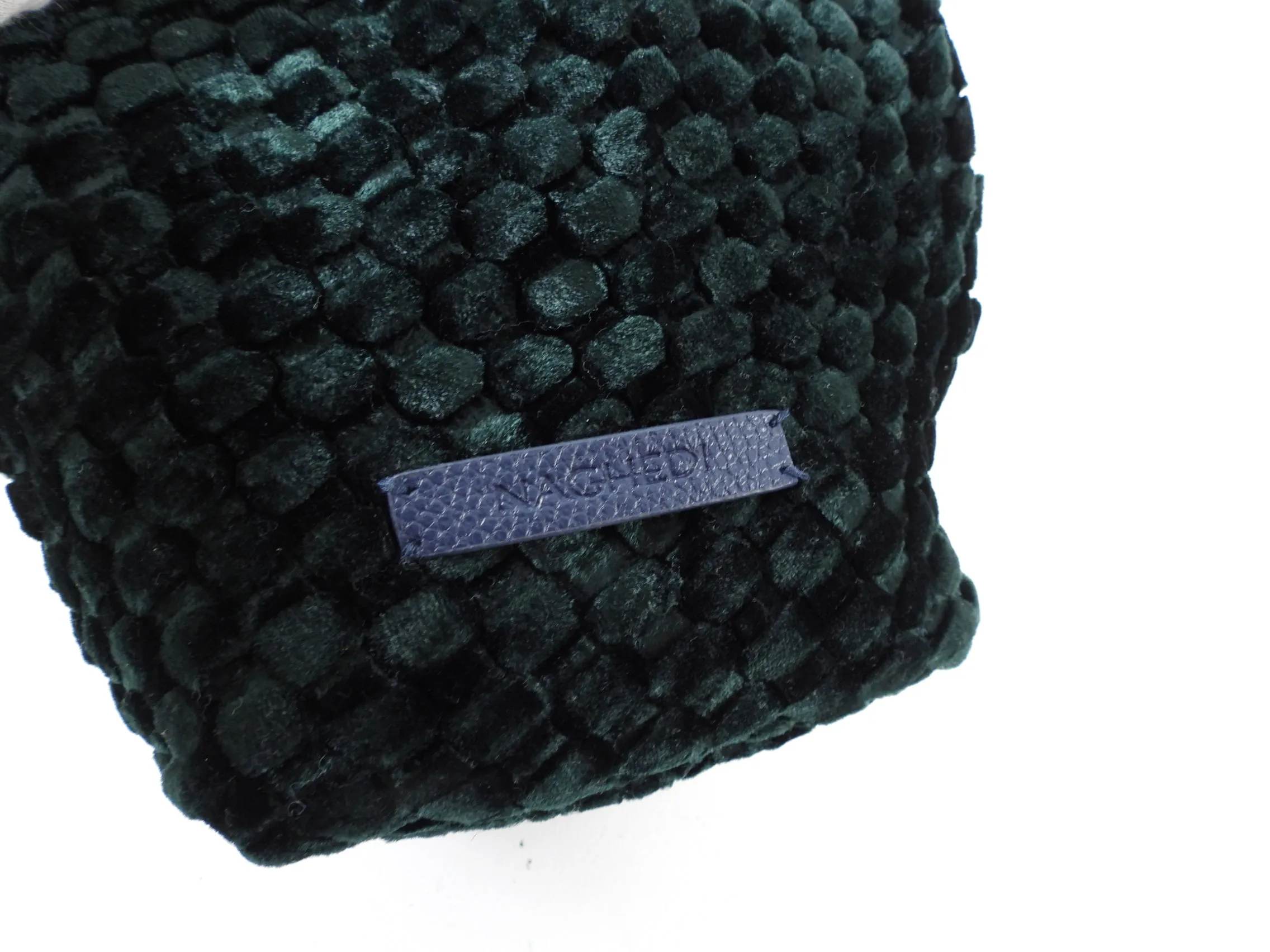 Naghedi Dark Green Velour Kyoto Velvet Mini Bag