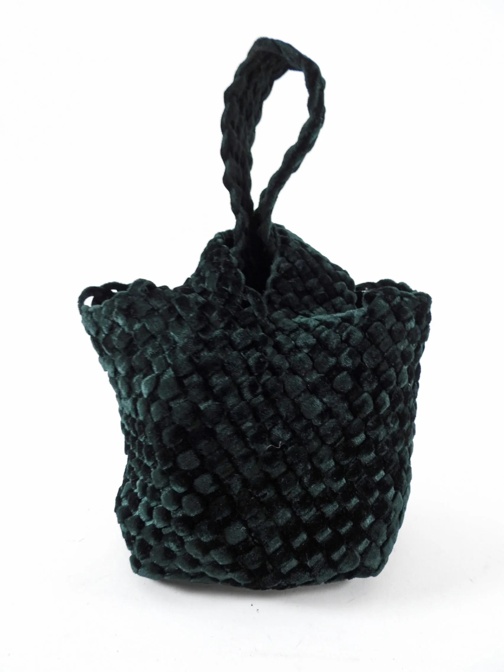 Naghedi Dark Green Velour Kyoto Velvet Mini Bag