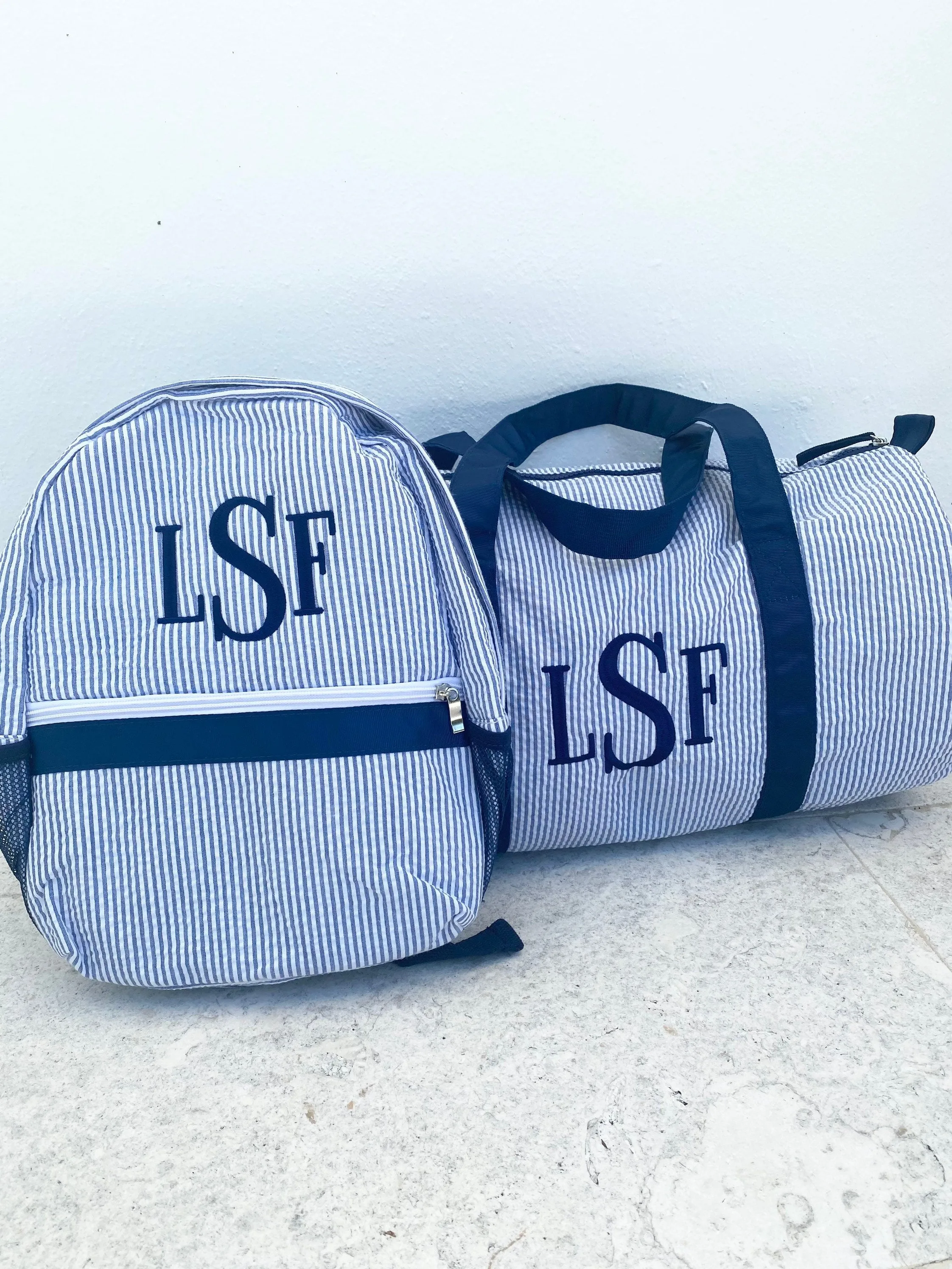 Personalized Seersucker Duffel Bag