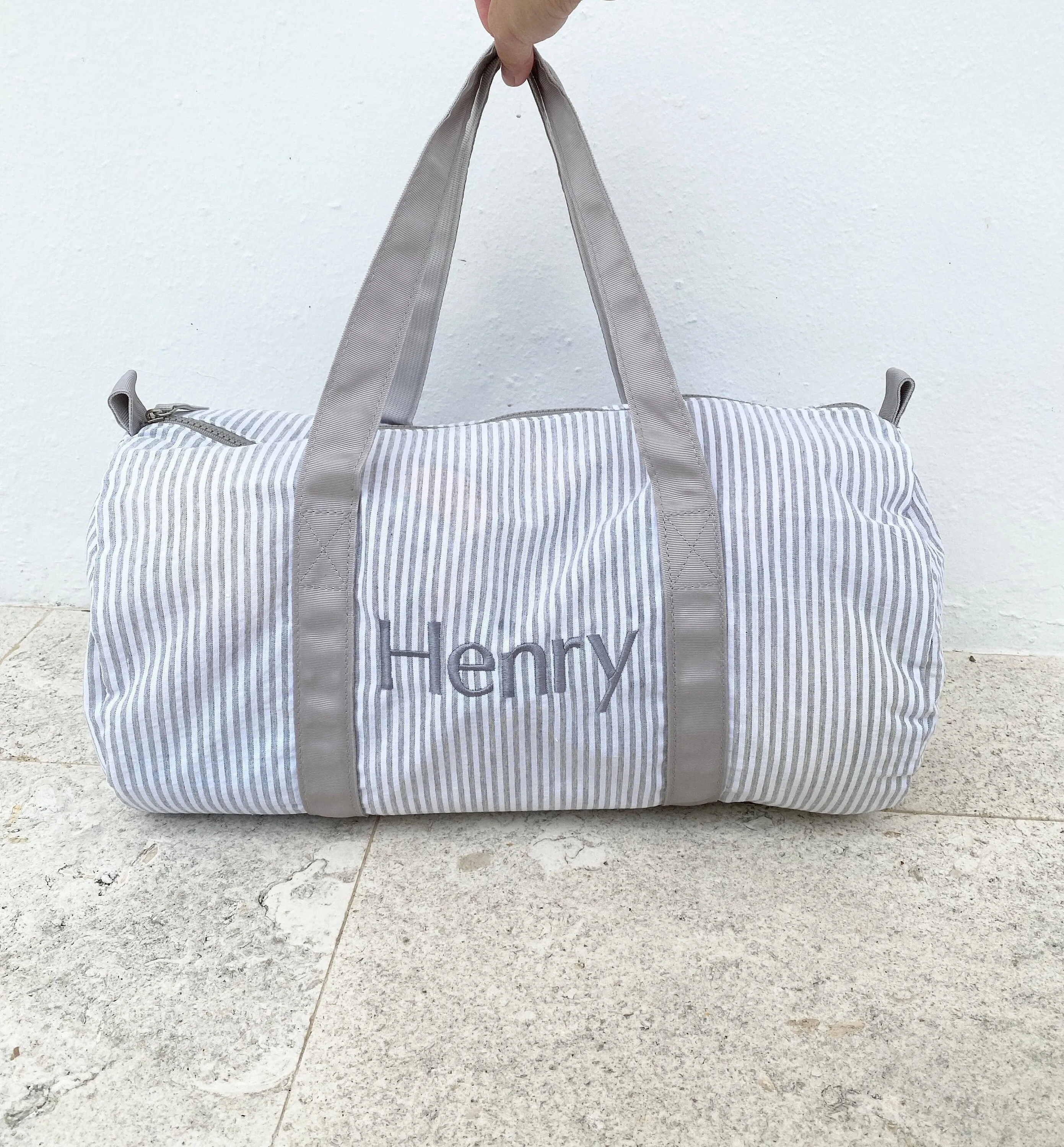 Personalized Seersucker Duffel Bag