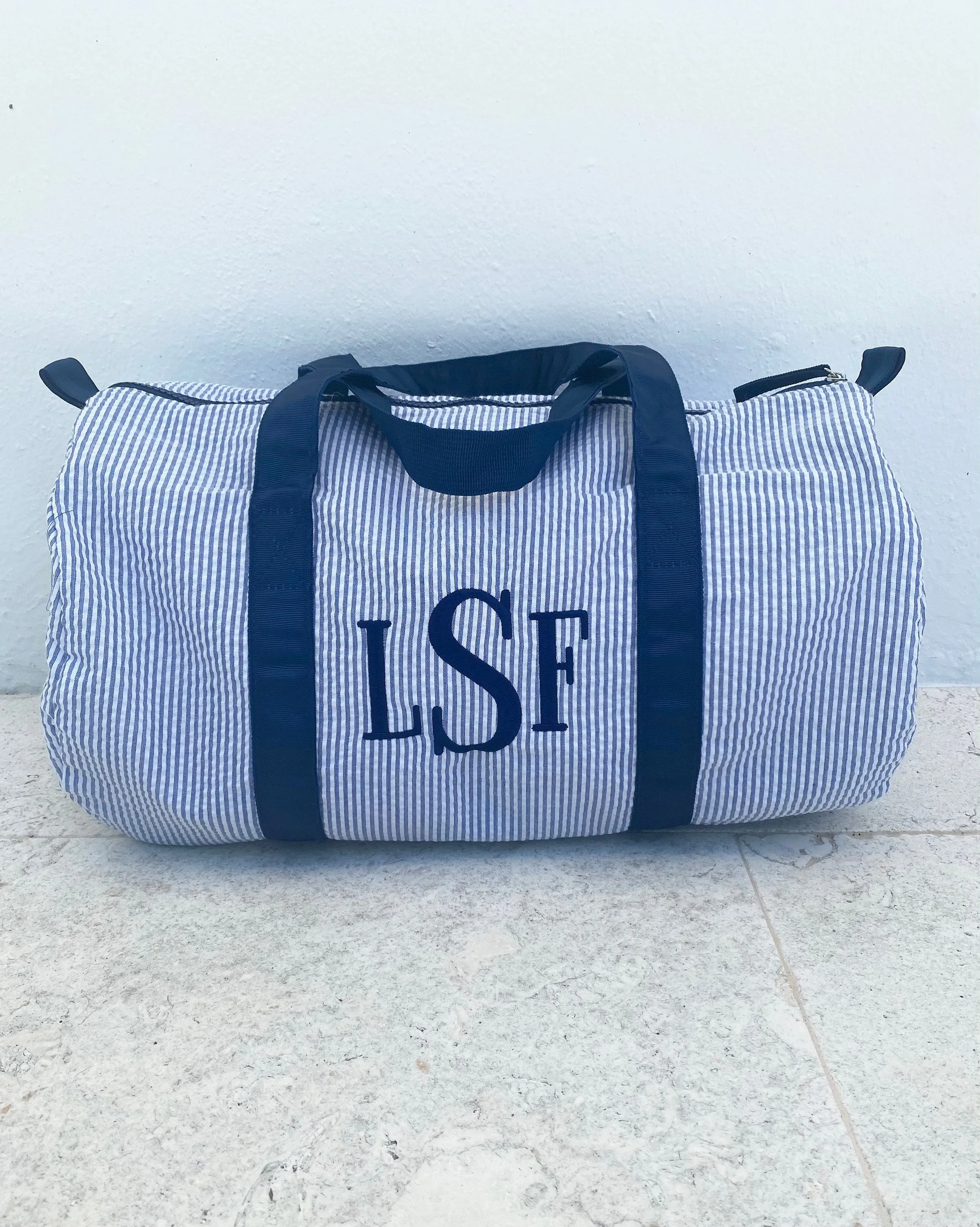 Personalized Seersucker Duffel Bag