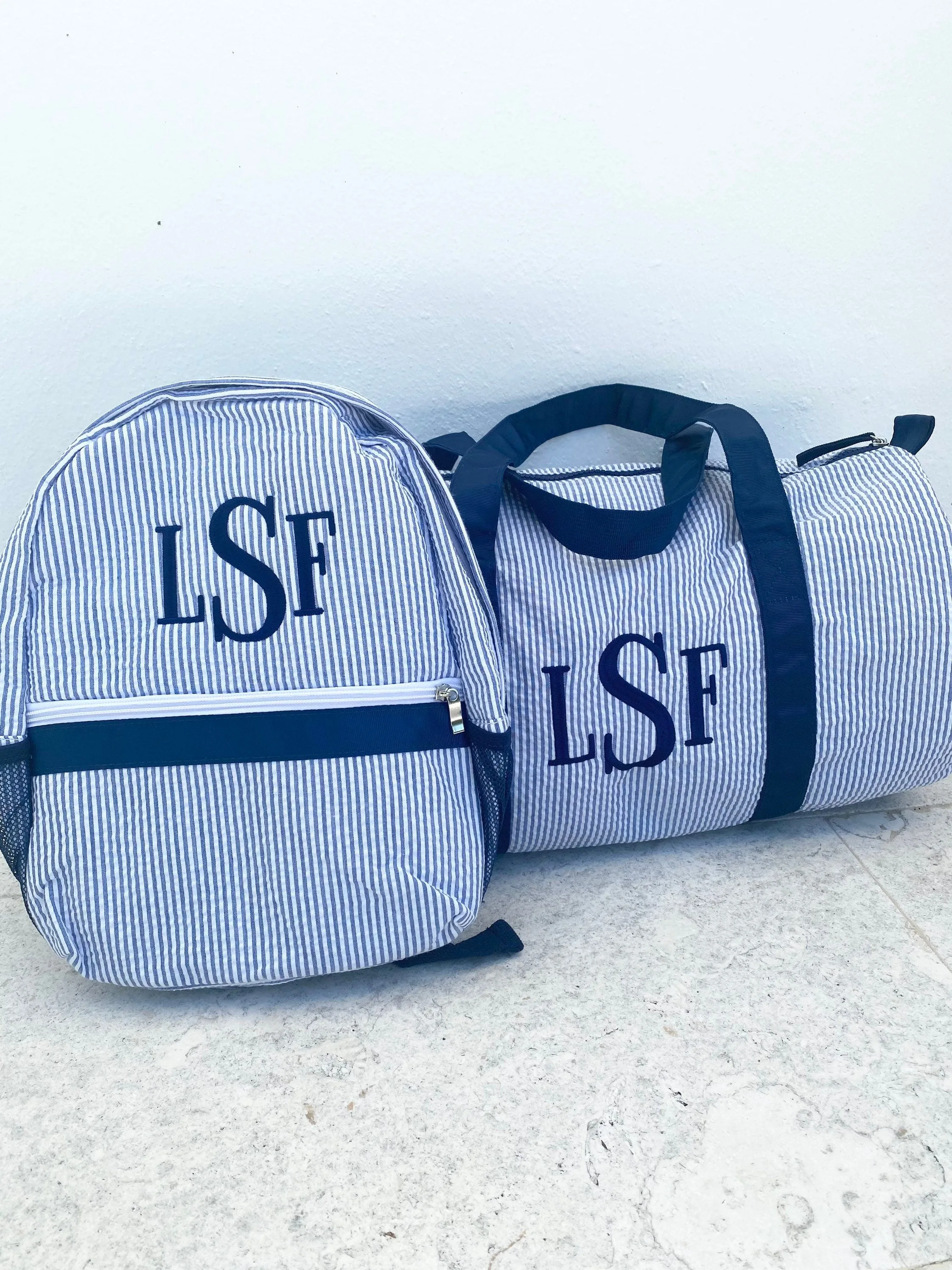 Personalized Seersucker Duffle Bag