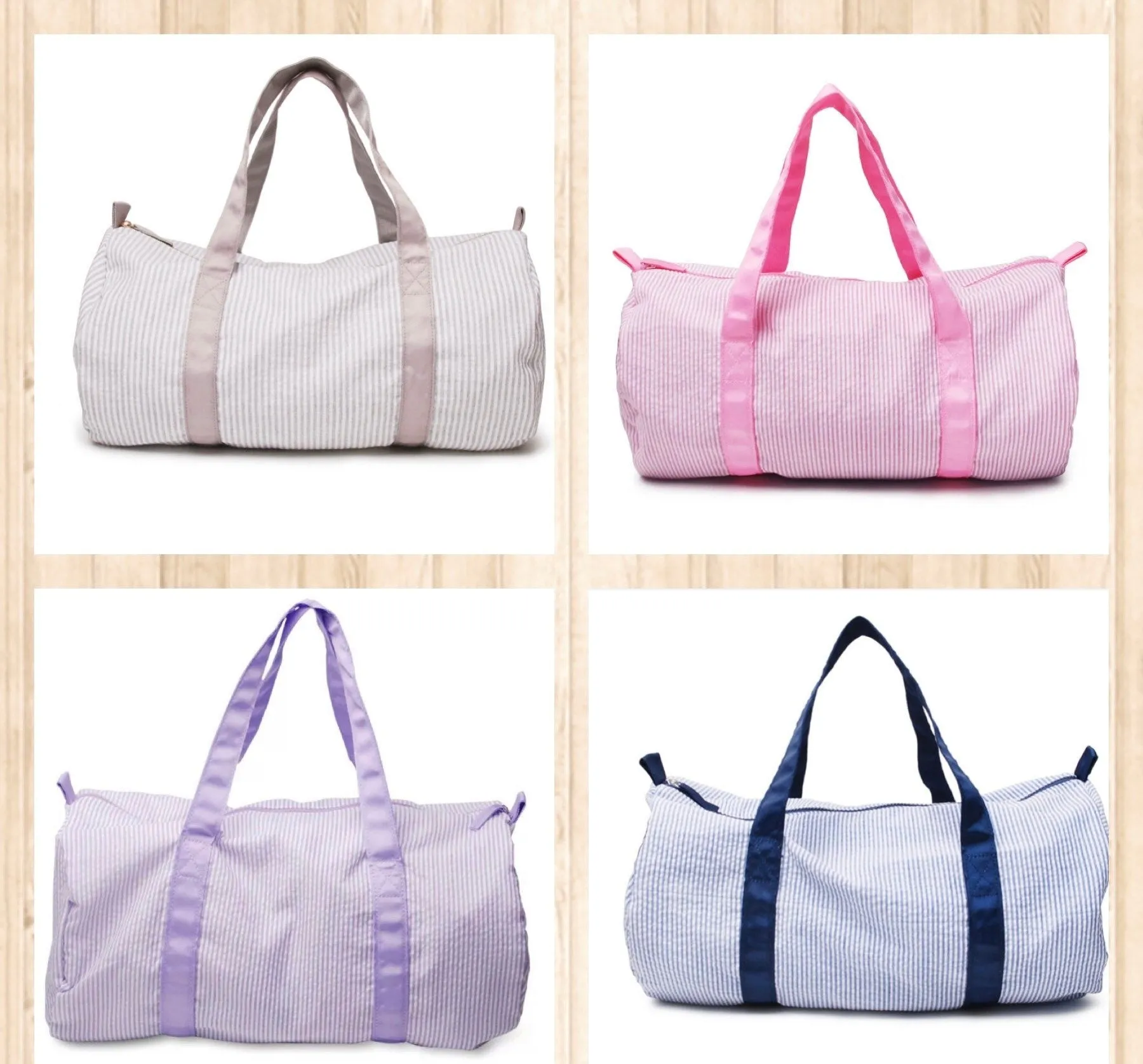 Personalized Seersucker Duffle Bag
